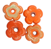 FLOWER SHAPED FURNACE GLASS BEADS- 30X10 MM PER PACKET OF 4 PCS- (FL-003)